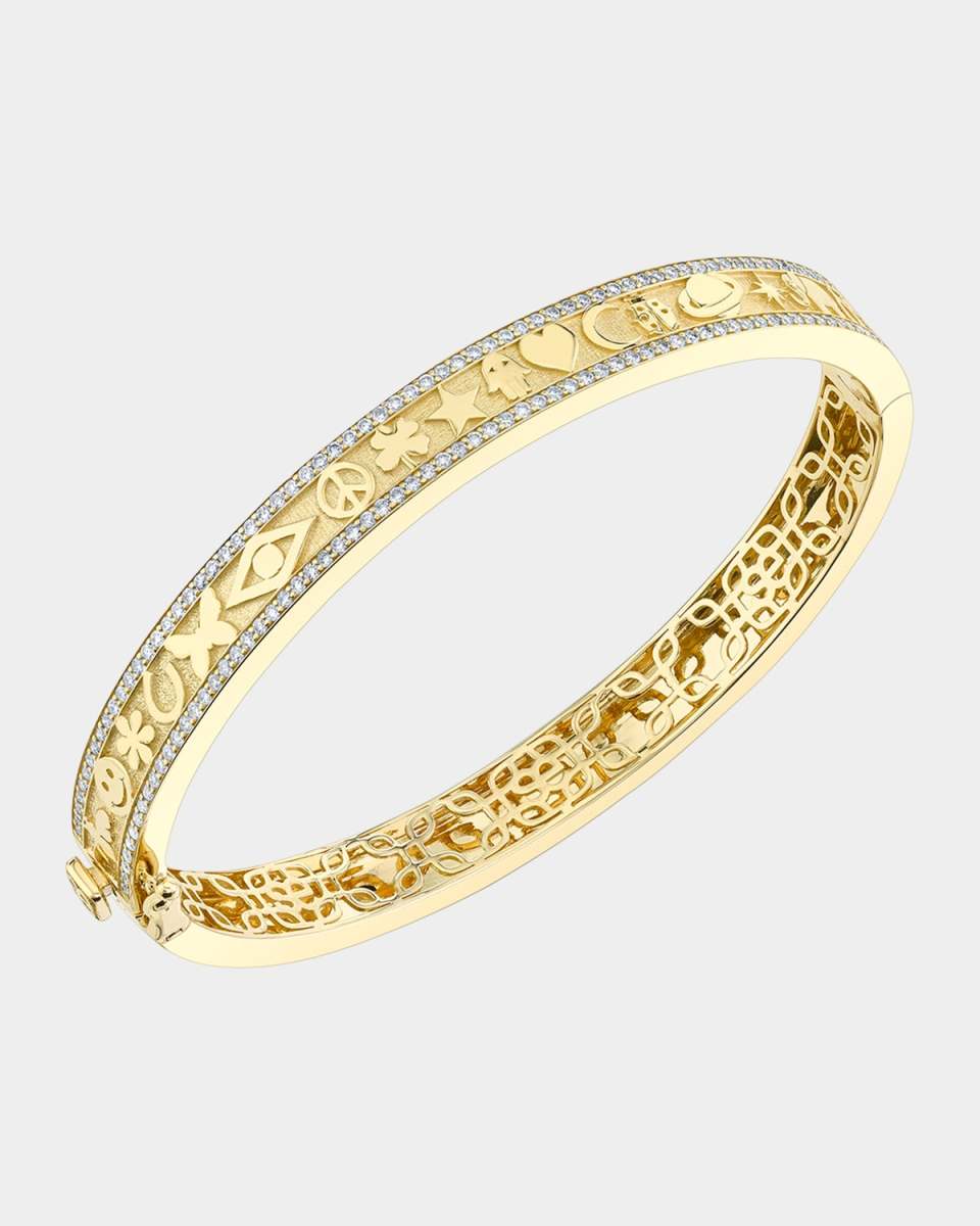 14K Diamond Pave Icon Bangle Bracelet